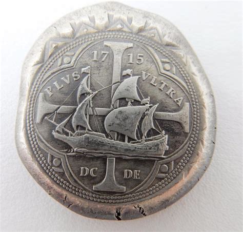00 Colonial <b>Spanish</b> Mexico, Johanna and Charles I one real 1555-1571, in 14k white gold pendant. . Spanish shipwreck coins for sale
